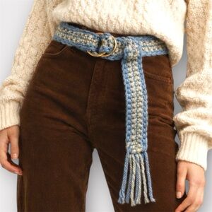 Vintage Handwoven Wool and Brass Ring Belt